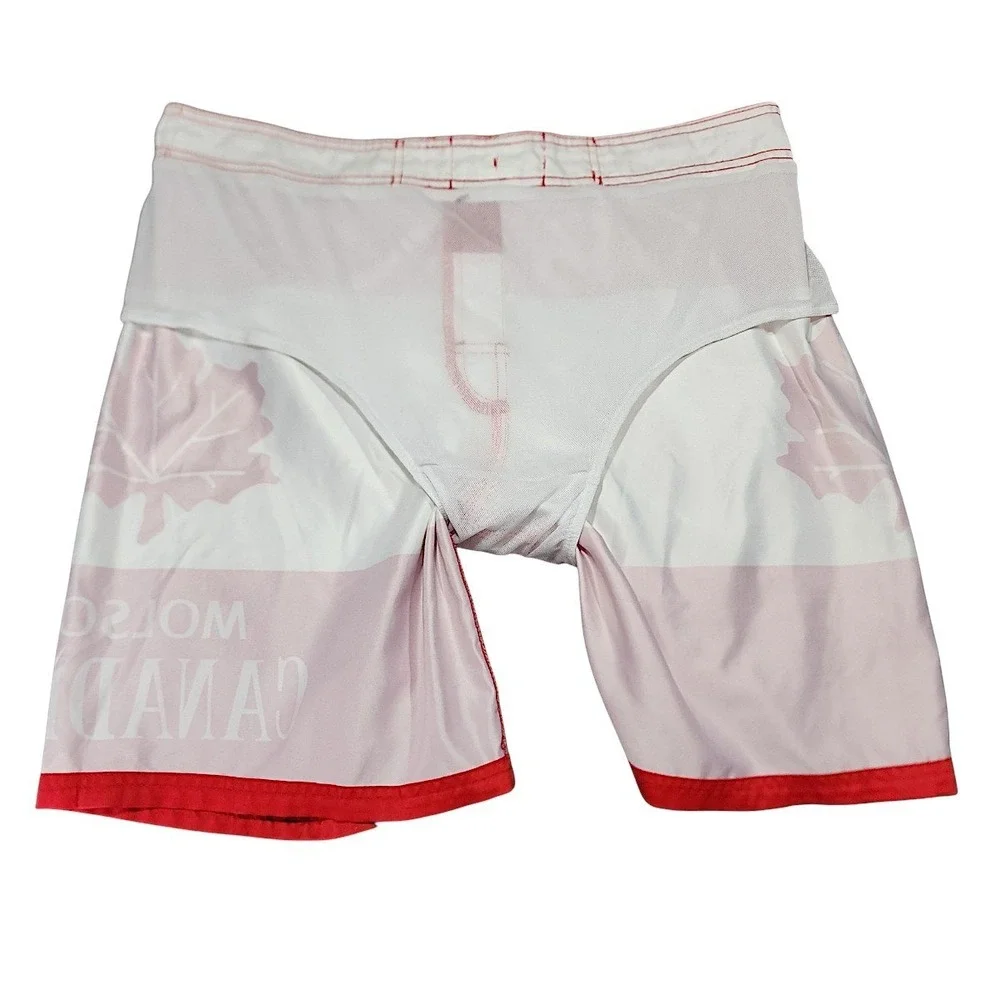 Molson Canadian Board Shorts L Mens Red White Maple Leaf Promo Swim Trunks Beach